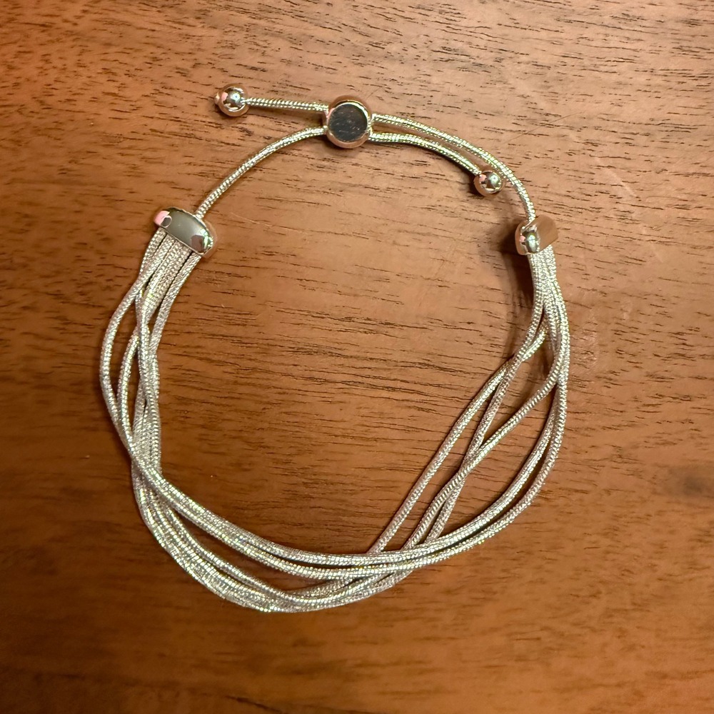 NORDSTROM Silver Multi Strand Snake Chain Bolo Bracelet Adjustable Slider - Picture 2 of 4